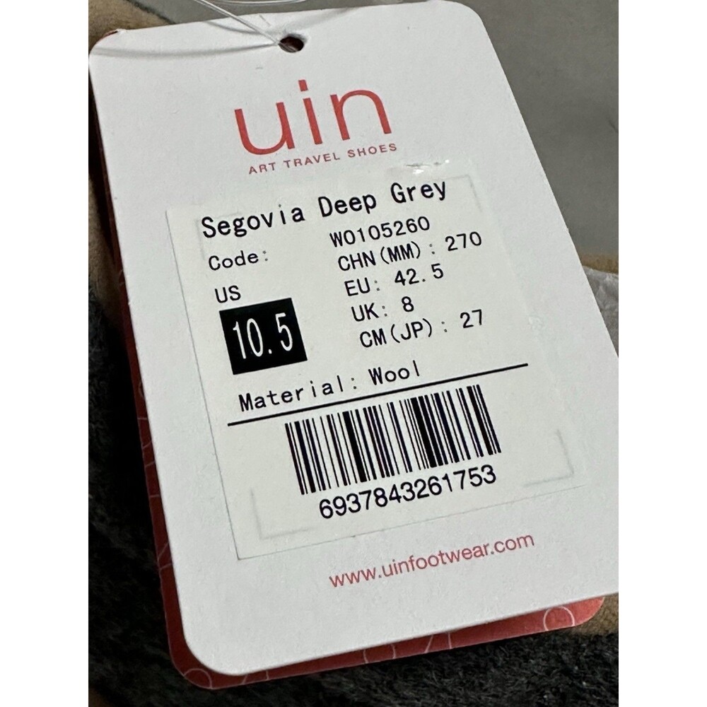 NEW UIN Womens Size 10.5 Wool Segovia Comfort & Walking Sneaker Shoes Deep Grey - Picture 11 of 11